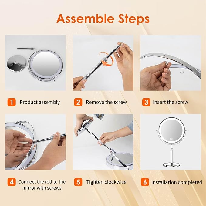 Makeup Mirror, 1X/30X Magnification with 3 Level LED Lights, 5000 mAh Rechargeable Double Sided 9” Magnifying Mirror with 360° Rotation, Perfect for Precision Grooming and Makeup, Women Gift