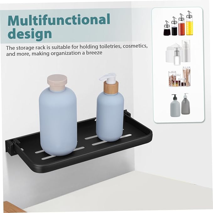 Foldable Wall Shelf Bathroom Storage Rack Easy Installation with Efficient Drainage Modern Design for Kitchen Laundry Room Organization