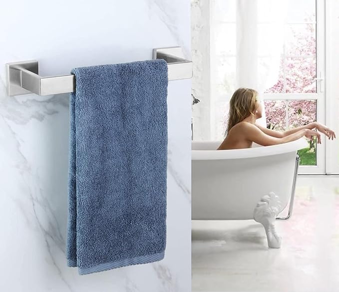 12 Inch Towel Bar 2 Pack for Bathrooms 12/16/20/24/28/32/36 Inch Stainless Steel 304 Brushed Nickel Towel Holder Modern Square Towel Rod Rustproof Wall Mount (2, Brushed Nickel, 12 Inch)