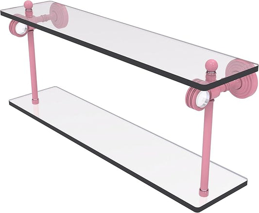 Allied Brass PG-2D-22-PNK Pacific Grove Collection 22 Inch Two Tiered Glass Shelf with Dotted Accents, Pink