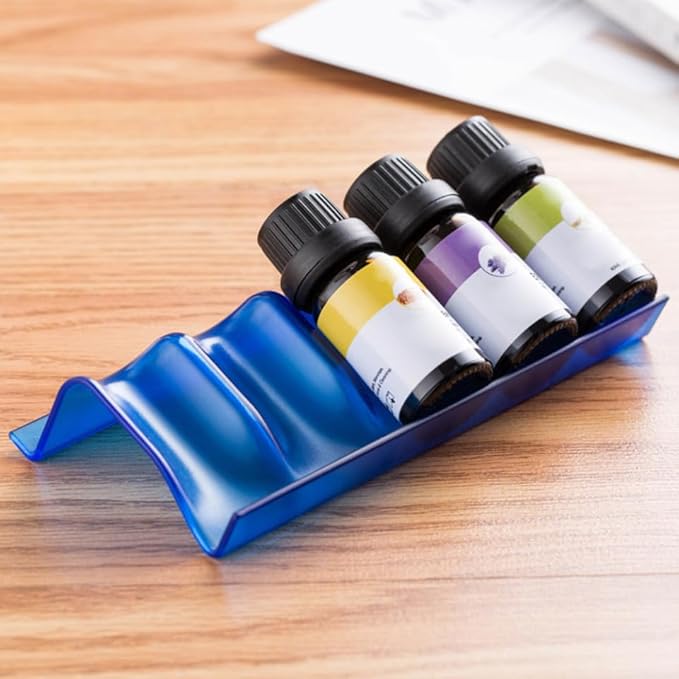SHINEOFI 5 Slots Essential Oil Bottle Storage Rack Bathroom Counter Organizer Foldable Plastic Rack