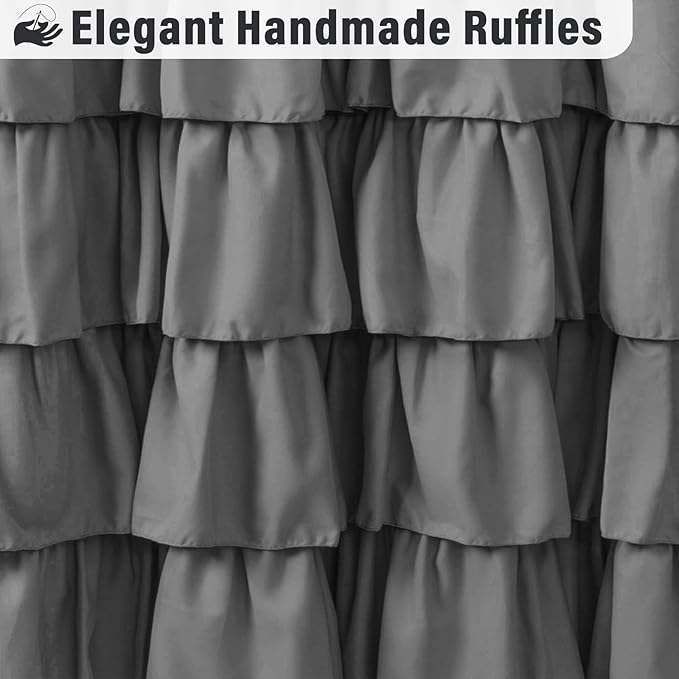 Seasonwood Grey Shower Curtain Ruffle Shower Curtain with Button 72 X 72 inch Bathtubs Decor Accessory Shabby Chic French Country Style