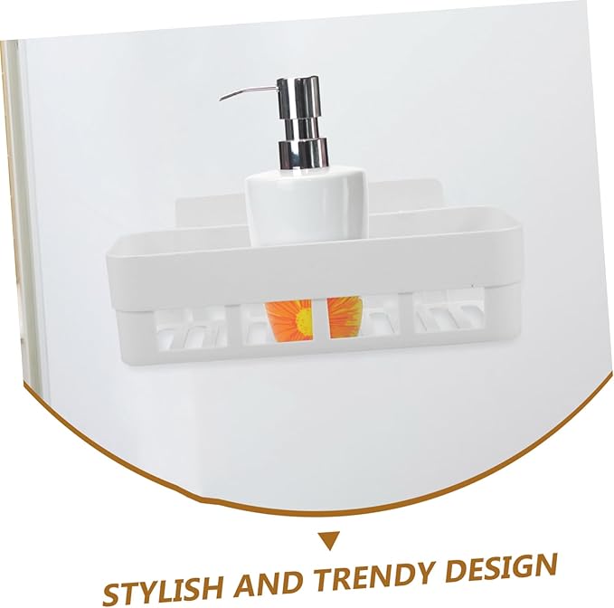 BESTYASH 3-Piece Wall Mounted Storage Rack Set White Rectangle No Drill Adhesive Bathroom Shelf for Toiletries and Kitchen Supplies Easy Install Space Saving Organization