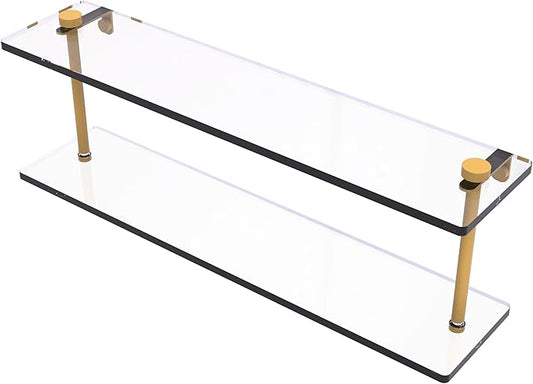 Allied Brass NS-2/22-SGL 22 Inch Two Tiered Glass Shelf, Spanish Gold