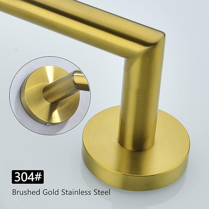 12 Inches Hand Towel Bar Bathroom Towel Holder SUS304 Stainless Steel Bath Towel Rack Dish Cloths Hanger Wall Mount Brushed Gold,96018-2-12BG.