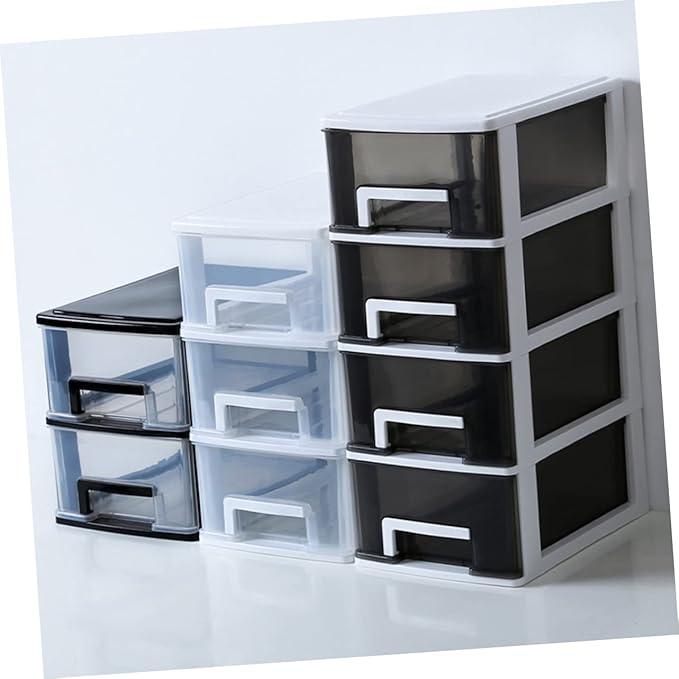 Outanaya Three-layer Drawer Storage Cabinet White Plastic Organizer for Desktop Multifunctional Storage Box for Sundries Bathroom Office Use