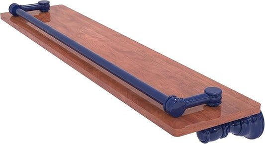 Allied Brass CL-1-22-GAL-IRW-MBL Carolina Collection 22 Inch Wood Shelf with Gallery Rail, Mediterranean Blue