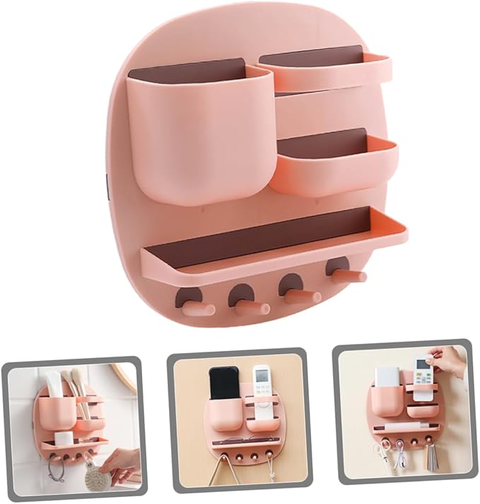 Alipis Wall Mounted Bathroom Shelf Organizer Multi Function Storage Rack with Compartments Storage Tray Hooks Stylish Space Saving Design for Toiletries Reliable Materials