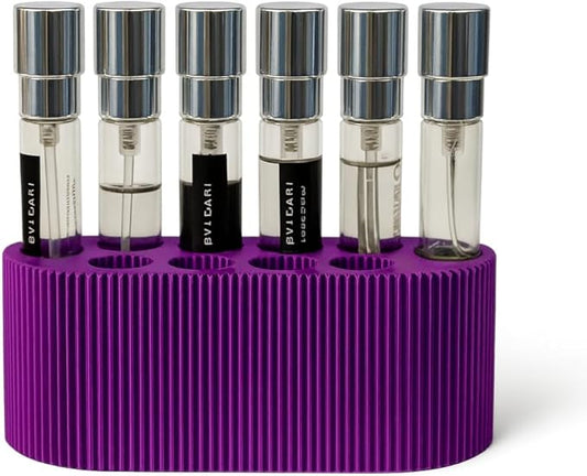 Perfume Sample Organizer for Bathroom or Vanity ?€? Ideal Makeup and Skincare Storage, Desk and Bathroom Counter Organizer, Gift for Her (8mL Purple - Fits Subscription Sized Vials)