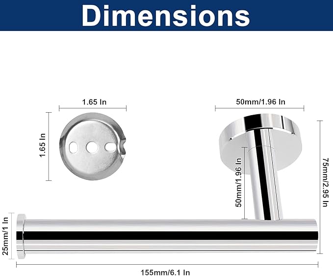NearMoon Bathroom Toilet Paper Holder, Premium SUS304 Stainless Steel Rustproof Wall Mounted Toilet Roll Holder for Bathroom, Kitchen (4 Pack, Chrome Finish)