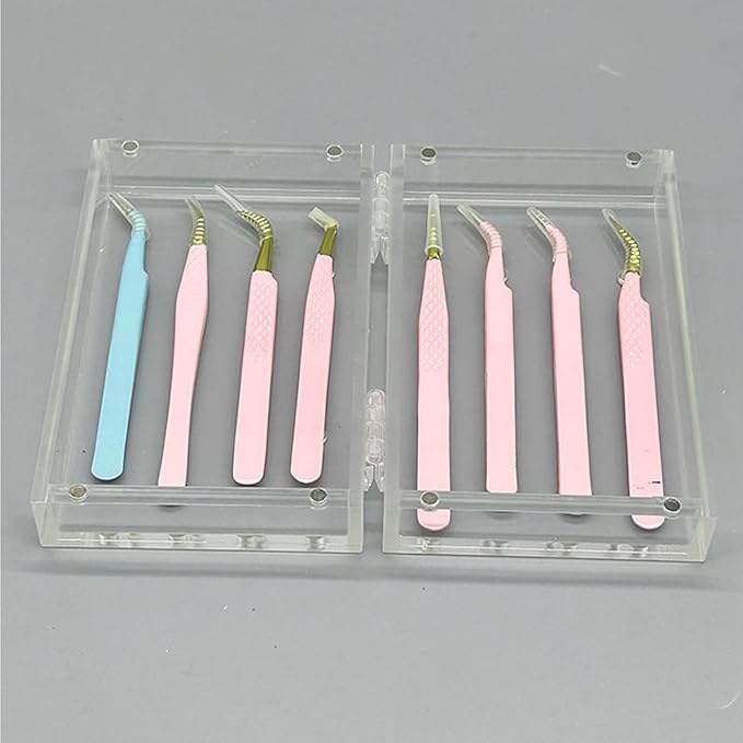 ZJchao Tweezer Holder Stand, Thickened Acrylic Magnetic Transparent Eyelash Extension Tweezers Organizer with 8 Holes for Beauty Eyelash Shop, Nail Salon, Beauty Salon