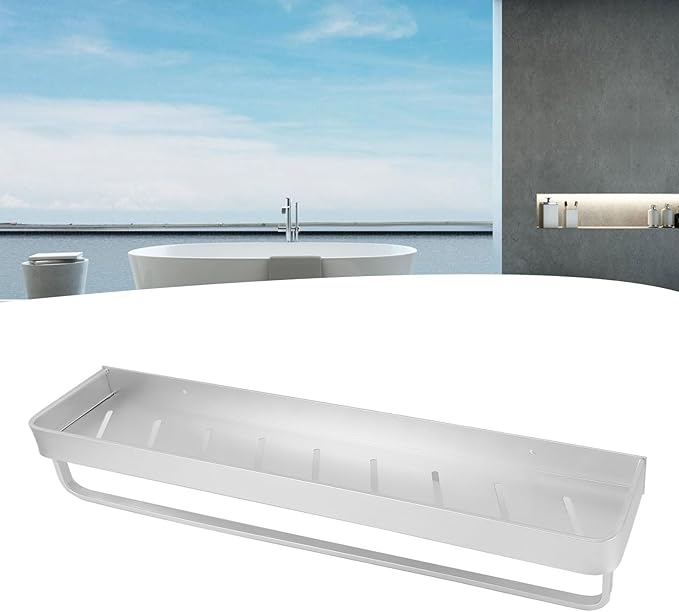 Space Aluminum Bathroom Shelf Wall Mounted Floating, 60cm Rust Storage Rack - Punch Free Installation, Large Capacity, Ideal for Kitchen and Laundry (Without Hook)