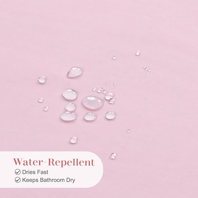 Ruffle Shower Curtain, Pink Girls Women Fabric Shower Curtain with Delicate Handcrafted Ruffles, Waterproof Ruched Farmhouse Decorative Bathroom Curtain, 72" W x 72" H