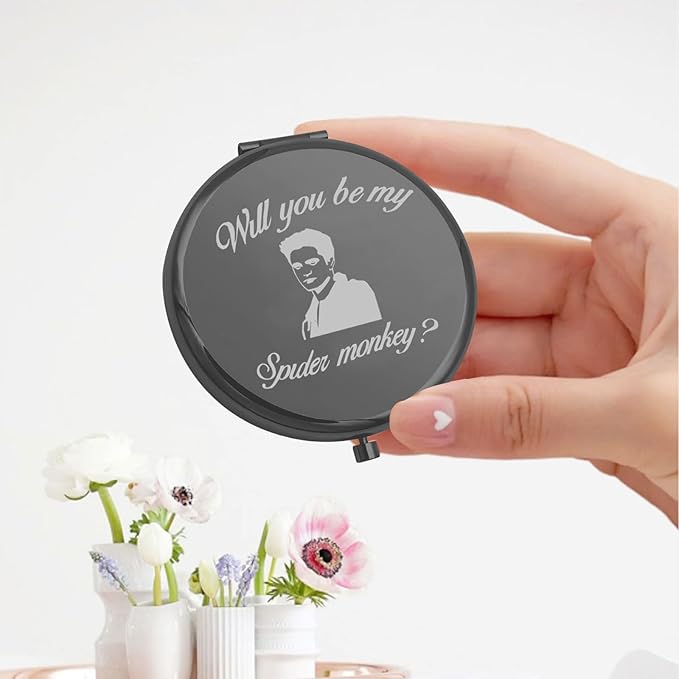 KEYCHIN Vampire Movie Pocket Mirror Vampire Edward and Bella Fans Gifts Will You Be My Spider Monkey Compact Mirror for Women Girls Teenager (Spider Monkey-BL)