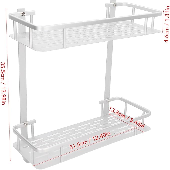 Floating Shelves for Wall, Bathroom Shelf, Wall Mounted Storage Shelves, Two Layers, Aluminum Alloy Matte, for Bathroom, Bedroom, Living Room, Kitchen, Office