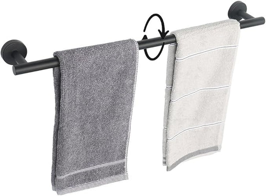 TocTen Bath Towel Bar - Thicken SUS304 Stainless Steel Bathroom Towel Holder, Towel Rod for Bathroom Heavy Duty Wall Mounted Towel Rack Hanger (24IN, Black)