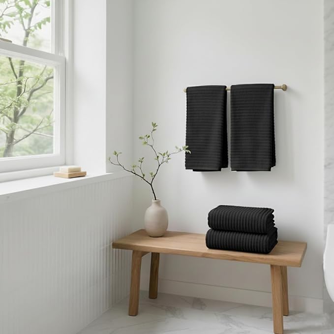 Oversized Bath Sheets 40x80 Inches Extra Large Bath Towels for Adults Super Soft Quick Dry Highly Absobent Microfiber Shower Towels for Bathroom, Pool, Gym, Yoga Towel (Black, 2Piece)