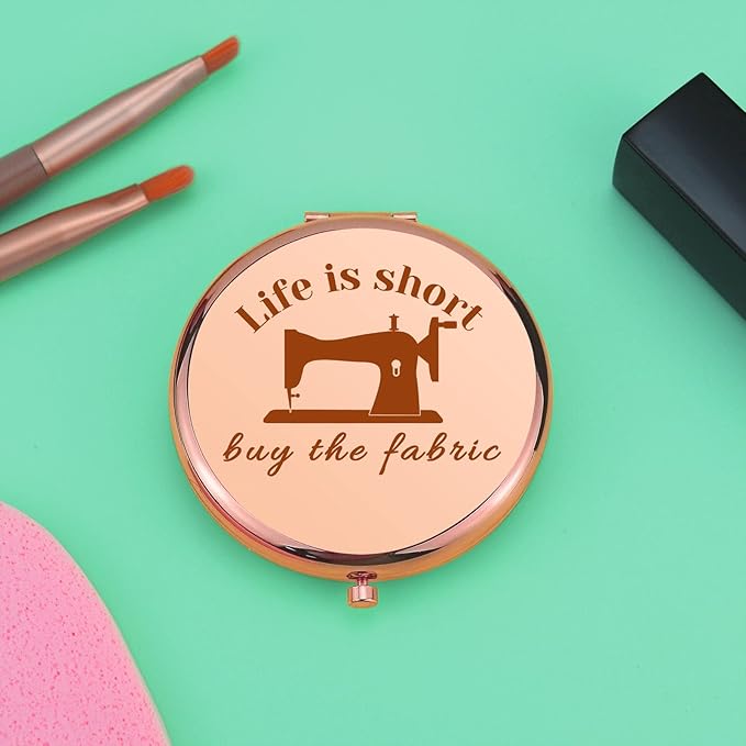 Sewing Gifts for Women Compact Makeup Mirror for Mom Grandma Aunt Seamstress Gift Ideas Sewing Lover Presents Funny Quilting Presents Folding Makeup Mirror for Friend Sister Christmas Birthday