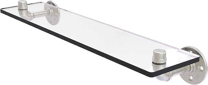 Allied Brass P-400-22-GS Pipeline Collection 22 Inch Glass Shelf, Satin Nickel