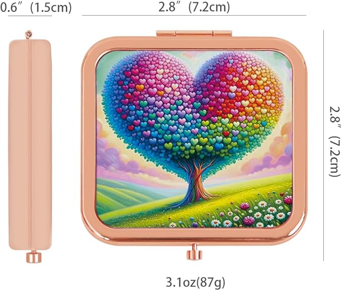 Pocket Mirror, 1X/2X Magnification Compact Travel Makeup Mirror for Purse, 2-Sided, Portable, Folding, Handheld, Small Mirror for Gift