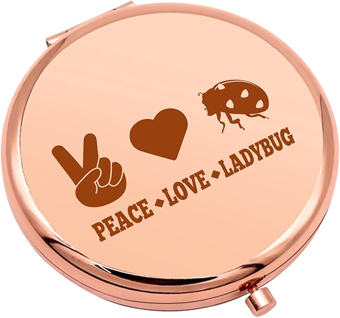 Ladybug Lover Gifts Compact Makeup Mirror Ladybug Gifts for Women Animal Lover Present Good Luck Ladybird Inspirational Present Folding Makeup Mirror for Friend Daughter Sister Birthday Graduation