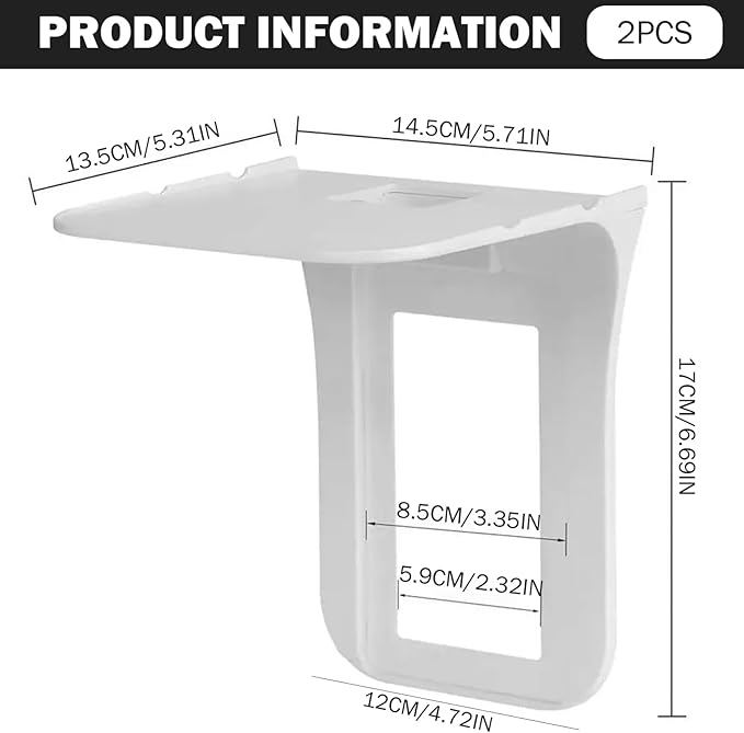 Outlet Shelf, 2Pcs Wall Outlet Shelf 6.69x5.31x5.71in Multi-Function Plastic with Cord Storage for Bathroom, Kitchen, Bedrooms