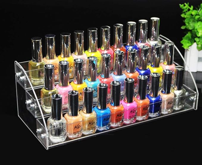 1 Pcs Multi-Layer Removable Nail Polish Shelf Acrylic Clear Cosmetics Multi-Functional Display Stand Rack Holder for Women (3 Layers)