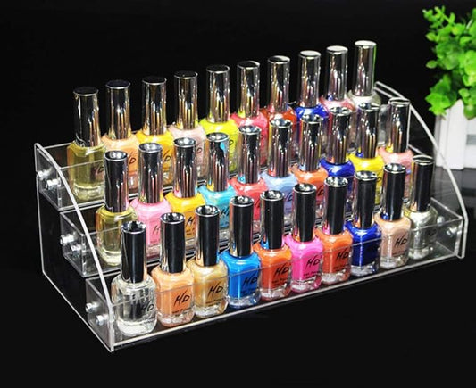 1 Pcs Multi-Layer Removable Nail Polish Shelf Acrylic Clear Cosmetics Multi-Functional Display Stand Rack Holder for Women (3 Layers)