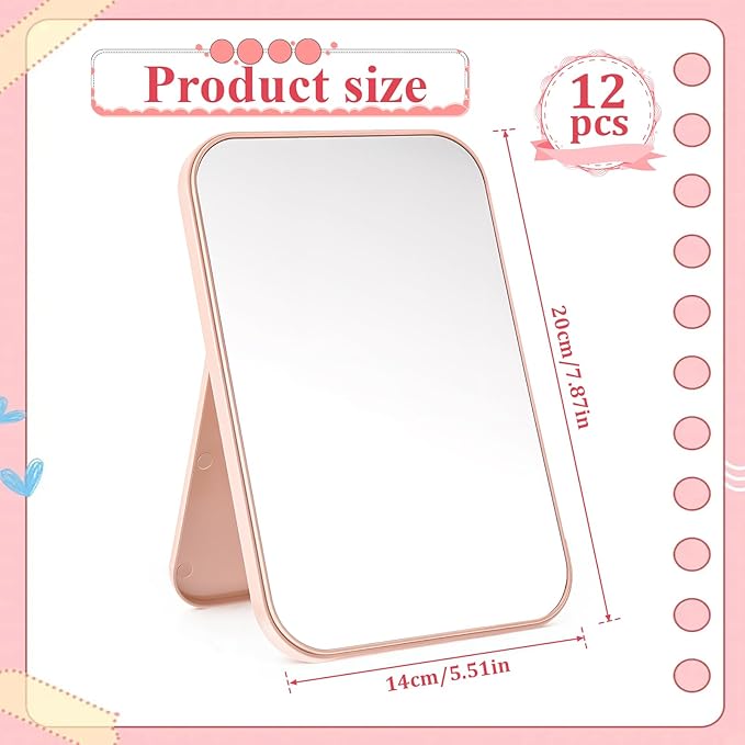 12 Pcs Spa Party Mirrors Spa Sleepover Party Supplies Pink Sleepover Accessory Favors Makeup Mirror for Sleepovers Slumber Birthday Favors Gift