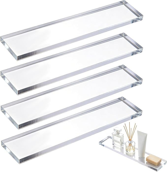 4 Pcs Medicine Cabinet Replacement Shelves, 13 Inch Acrylic Cabinets Shelves Wall-Mounted Medicine Cabinet Shelves for Bathroom Kitchen Living Room Cabinets