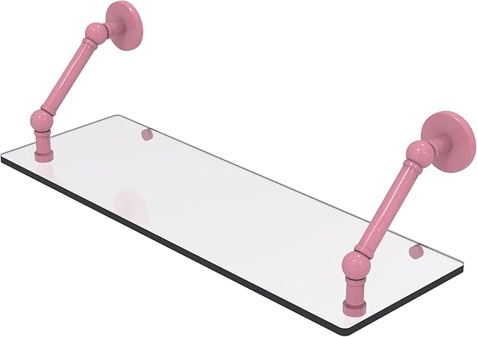 Allied Brass P1000-1-24-PNK Prestige Skyline Collection 24 Inch Floating Glass Shelf, Pink