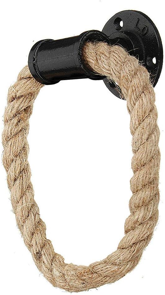 Rope Towel Ring, Wall Mount Vintage Cast Iron Towel Rack, Industrial Storage Toilet Towel Holder, Rustic Hand Towel Hanger, for Shower/Bathroom/Bedroom/Kitchen