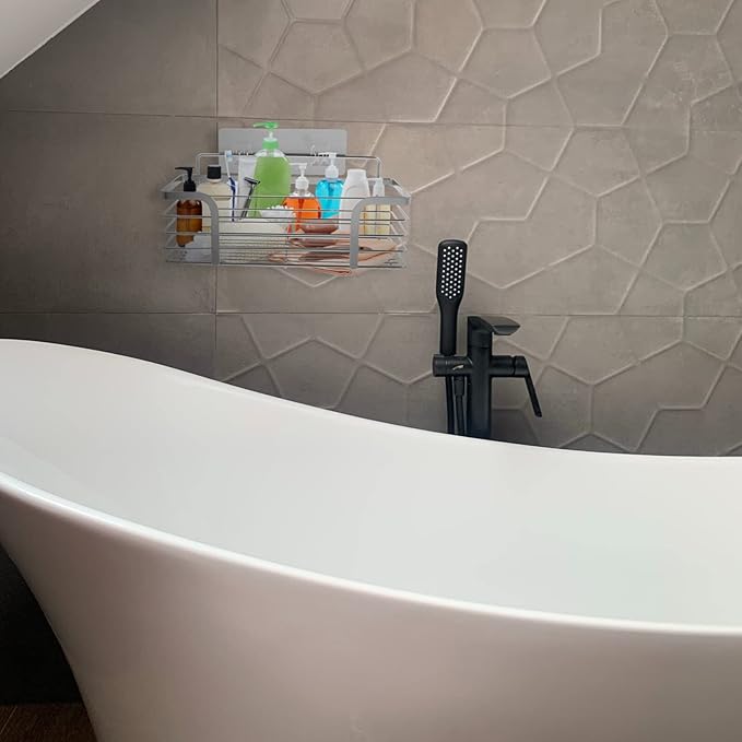 Alipis Toilet Shelf -Mounted Storage Shampoo Holder Shelves Unit 304 Stainless Steel Easy Install Smooth Edges