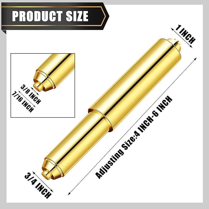 Shappy 2 Pcs Universal Toilet Paper Holder Replacement Rod Spring Loaded Plastic Retractable Paper Replacement Rod Toilet Tissue Roll Holder Insert for Bathroom Home Fixture Accessories (Gold)