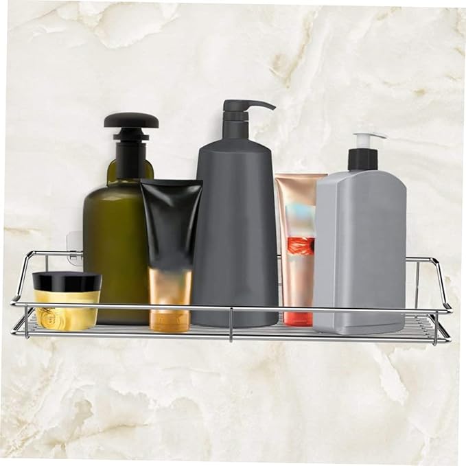 Happyyami Double Layer Bathroom Storage -Mounted Stainless Steel Organizer No Drill Hanging Shelf for Bathroom and Kitchen Easy Installation Space-Saving Design