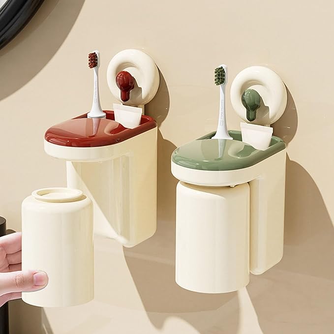 Elegant Without Drilling Wall Mounted Bathroom Organizers Portable Accessory for Toothbrushes and Cups Storage Wall Protective Bathroom Shelf