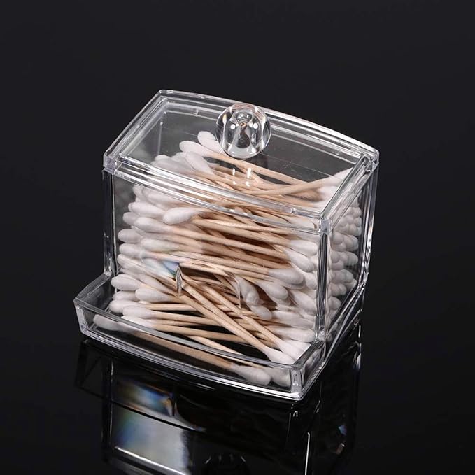 Haofy Clear Practical Cotton Swab Plastic Q-tip Makeup Storage Box Desktop Cosmetic Transparent Holder Case