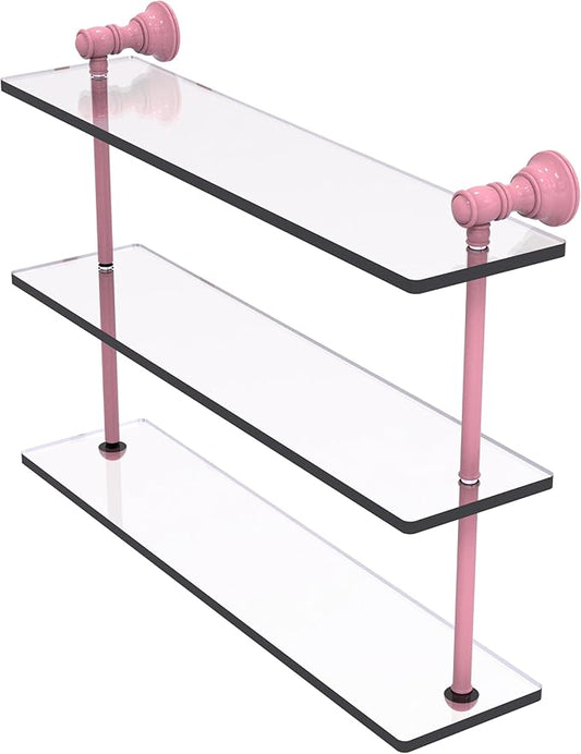 Allied Brass CL-5-22-PNK Carolina Collection 22 Inch Triple Glass Shelf, Pink