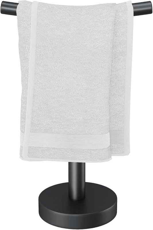 YUMORE Hand Towel Holder Stand Countertop Towel Rack Free Standing Towel Bar Hanger for Bathroom Kitchen Matte Black