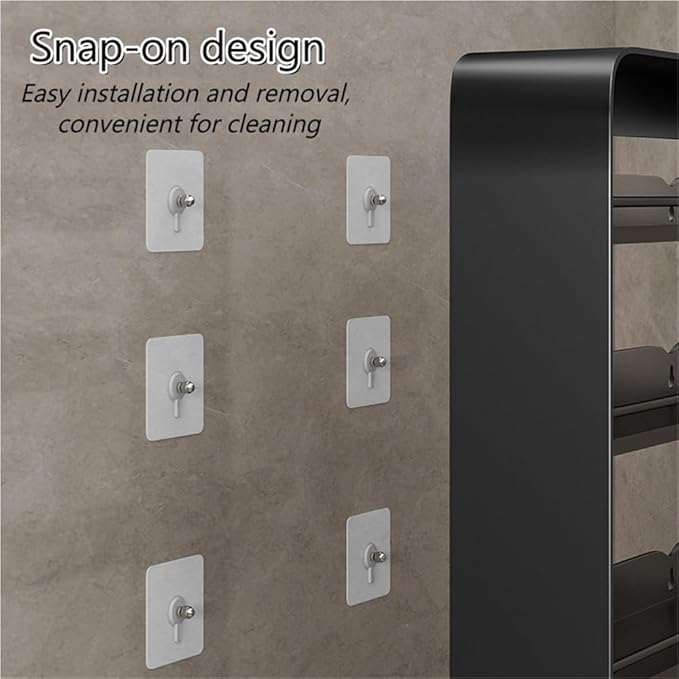 Multi-Layer Wall Mounted Bathroom Shelves, Punch-Free Makeup Organizer, Metal Wall Hanging Spice Rack, Multifunctional Wall Shelves for Kitchen, Bathroom or Living Room(White,Large)
