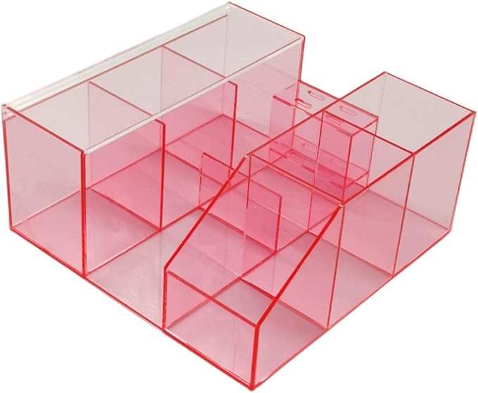 Eyelash Beauty Organizer, Acrylic Eyelash Grafting Tool Storage Beauty Tool W/Tweezers Holder Display Boxes for Home Eyelash Salon (Transparent Pink)