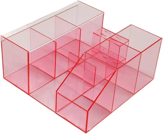 Eyelash Beauty Organizer, Acrylic Eyelash Grafting Tool Storage Beauty Tool W/Tweezers Holder Display Boxes for Home Eyelash Salon (Transparent Pink)