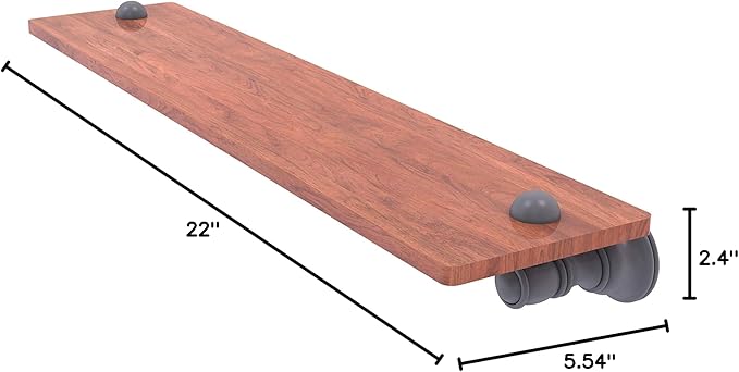 Allied Brass CL-1-22-IRW Carolina Collection 22 Inch Wood Shelf, Matte Gray