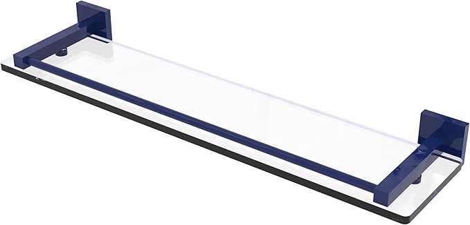 Allied Brass MT-1-22-GAL-MBL Montero Collection 22 Inch Glass Shelf with Gallery Rail, Mediterranean Blue