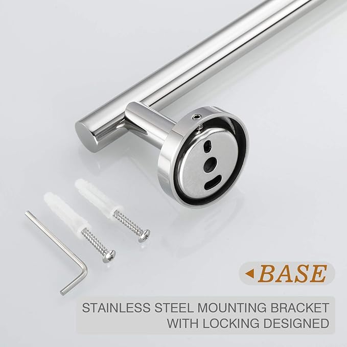 USHOWER Polished Chrome Hand Towel Bar, 9-Inch Towel Racks for Bathroom Wall-Mounted, SUS304 Stainless Steel Towel Rod (Total Length 11-Inch)