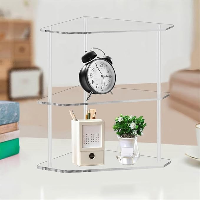 Space Saving 3 Tiers Corner Shelf Unit Efficient Storage Rack for Bathrooms Kitchens and Living Rooms Makeup Holder