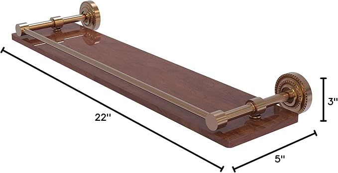 Allied Brass DT-1-22-GAL-IRW Dottingham Collection 22 Inch Solid IPE Ironwood Gallery Rail Wood Shelf, Brushed Bronze