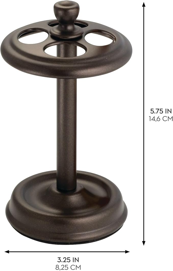 iDesign Metal Toothbrush Holder - Bathroom Cup for Bathroom Organization, The York Collection - 3.25" x 3.25" x 5.75", Bronze