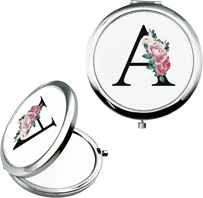 JEKUGOT Monogram Compact Mirror, Personalized Gifts for Women and Girls, Small Pocket Mirror, Personalized Compact Mirrors for Girls, Sister, Wife, Mothers, Birthday Gifts - A