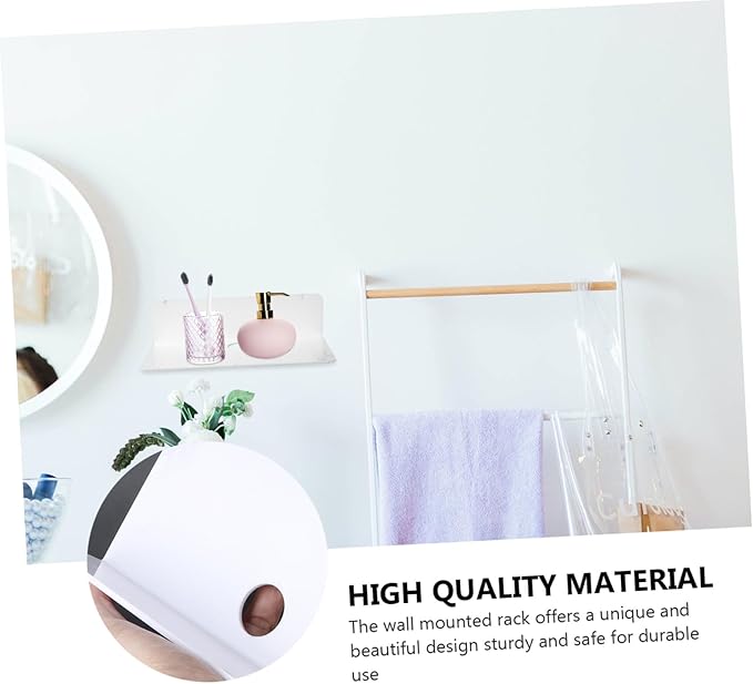 jojofuny Acrylic Floating Wall Shelf, Drill-Free Wall Mounted Speaker Holder, Punch-Free Storage Rack for Bathroom, Bedroom, Kitchen, 9.05 X 3.54 X 2.36 Inches, White
